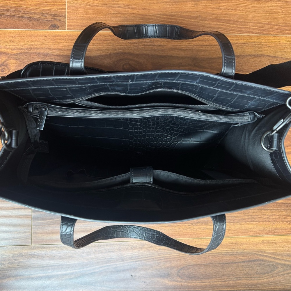 Beis - The Large Work Tote 
in Black Croc Purse - Picture 3 of 9